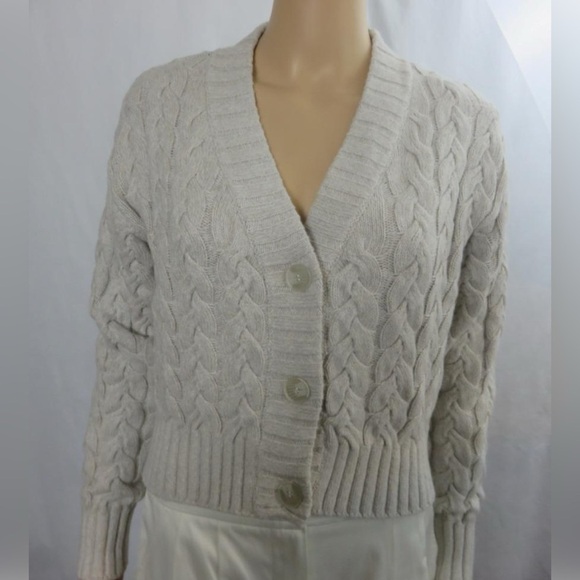 Naadam Chunky Cable Cashmere Blend Cardigan Size M $350 - Picture 3 of 6